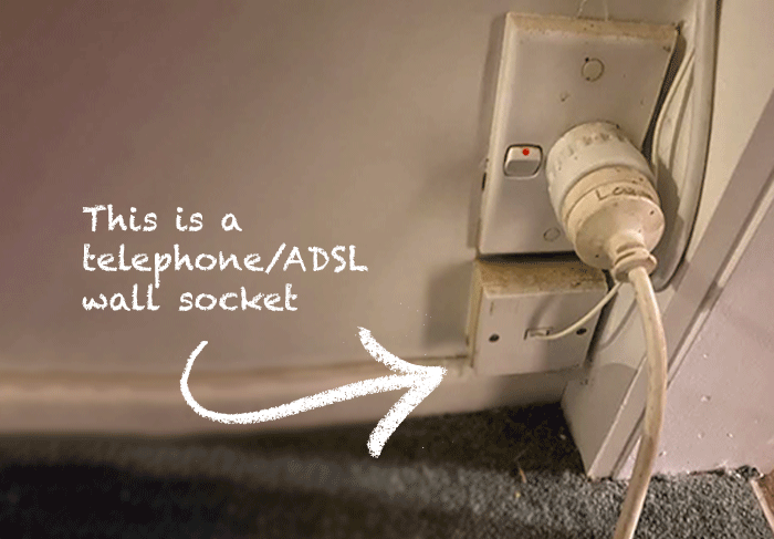 telephone and adsl internet wall socket