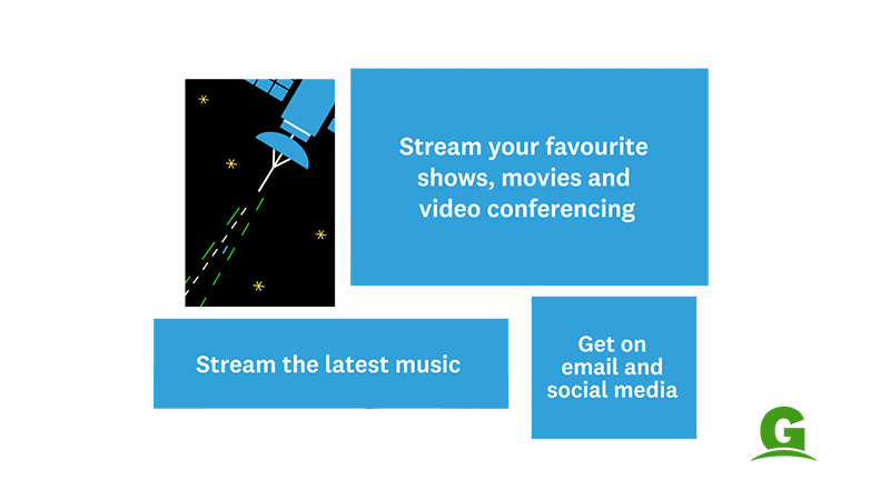 use satellite internet to stream shows, movies and music